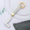 Fashnzfab Bling Studded Monogram Initial L Keychain In Silver