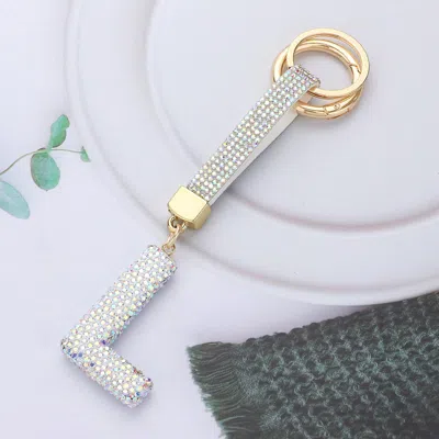 Fashnzfab Bling Studded Monogram Initial L Keychain In Silver