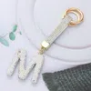 Fashnzfab Bling Studded Monogram Initial M Keychain In Silver