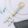 Fashnzfab Bling Studded Monogram Initial R Keychain In Silver