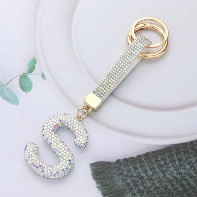 Fashnzfab Bling Studded Monogram Initial S Keychain In Gold
