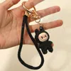 Fashnzfab Bling Studded Monster Bunny Figure Phone Strap Keychain Bag Charm In Black