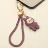 Fashnzfab Bling Studded Monster Bunny Figure Phone Strap Keychain Bag Charm In Brown