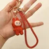 Fashnzfab Bling Studded Monster Bunny Figure Phone Strap Keychain Bag Charm In Red