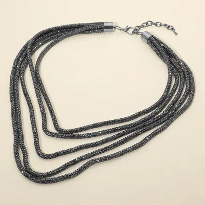 Fashnzfab Bling Studded Multi Strand Necklace In Pink