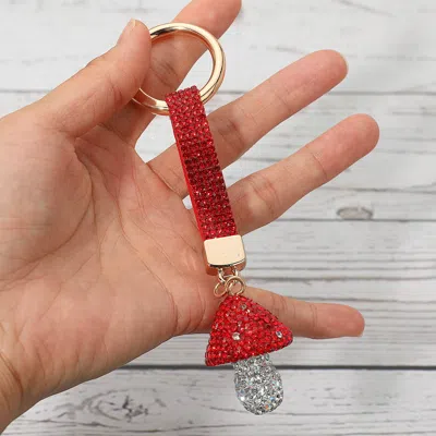 Fashnzfab Bling Studded Mushroom Keychain / Bag Charm In Multi