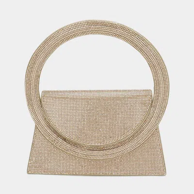 Fashnzfab Bling Studded Oversized Round Top Handle Mini Evening Bag / Crossbody Bag In Gold