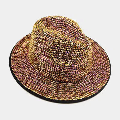Fashnzfab Bling Studded Panama Hat In Brown