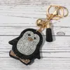 Fashnzfab Bling Studded Penguin Tassel Keychain / Bag Charm In Gold