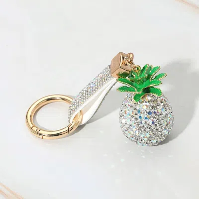 Fashnzfab Bling Studded Pineapple Keychain / Bag Charm In White