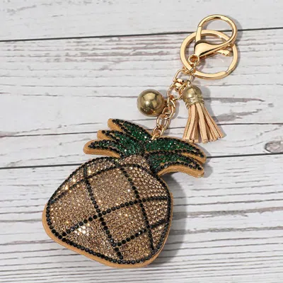 Fashnzfab Bling Studded Pineapple Tassel Keychain / Bag Charm In Multi