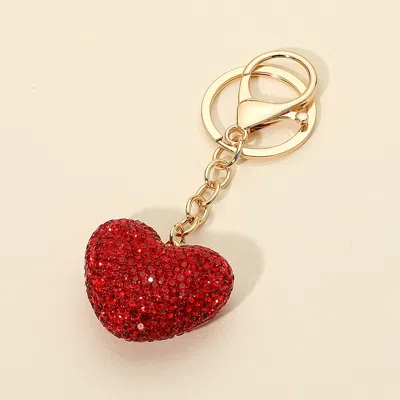 Fashnzfab Bling Studded Puffy Heart Keychain / Bag Charm In Multi