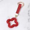 Fashnzfab Bling Studded Quatrefoil Keychain / Bag Charm In Red