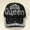 Fashnzfab Bling Studded Queen Message Glam Baseball Cap In Black