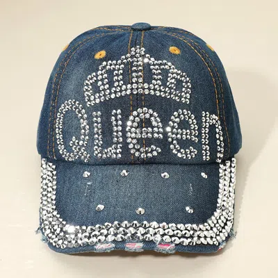 Fashnzfab Bling Studded Queen Message Glam Baseball Cap In Multi