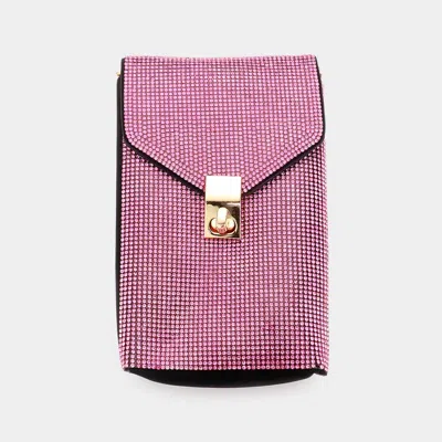 Fashnzfab Bling Studded Rectangle Flap Crossbody Cellphone Bag In Gold