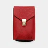 Fashnzfab Bling Studded Rectangle Flap Crossbody Cellphone Bag In Red