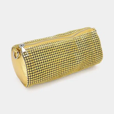 Fashnzfab Bling Studded Round Mini Crossbody Bag In Gold