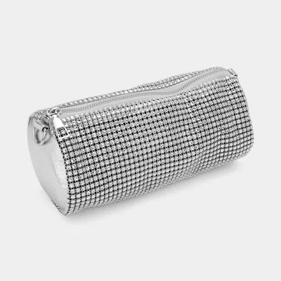 Fashnzfab Bling Studded Round Mini Crossbody Bag In Silver