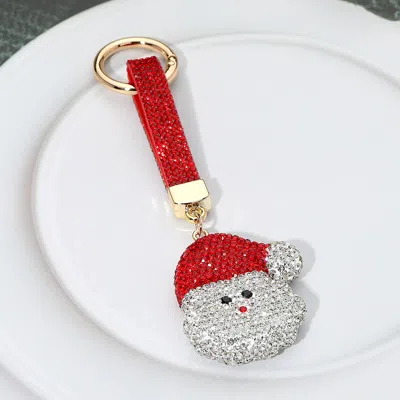 Fashnzfab Bling Studded Santa Keychain Bag Charm In Red