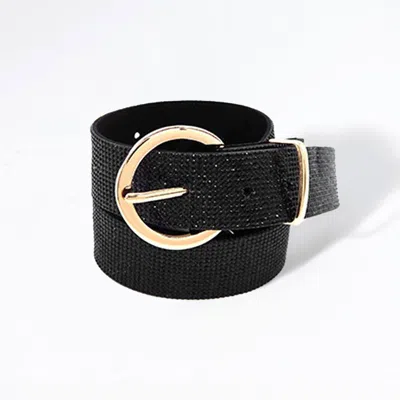 Fashnzfab Bling Studded Solid Belt In Black