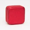 Fashnzfab Bling Studded Square Travel Jewelry Organizer Box In Red