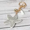 Fashnzfab Bling Studded Starfish Tassel Keychain / Bag Charm In Silver