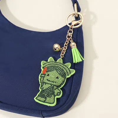 Fashnzfab Bling Studded Statue Of Liberty Keychain Bag Charm In Green