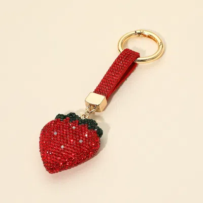 Fashnzfab Bling Studded Strawberry Bag Charm / Keychain In Multi