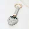 Fashnzfab Bling Studded Strawberry Keychain / Bag Charm In White