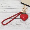 Fashnzfab Bling Studded Strawberry Strap Keychain / Bag Charm / Phone Charm In Red