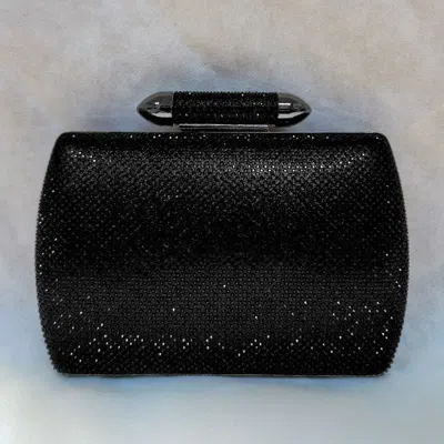 Fashnzfab Bling Studded Structured Hardcase Clutch Evening Bag / Crossbody Bag In Black