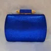 Fashnzfab Bling Studded Structured Hardcase Clutch Evening Bag / Crossbody Bag In Blue