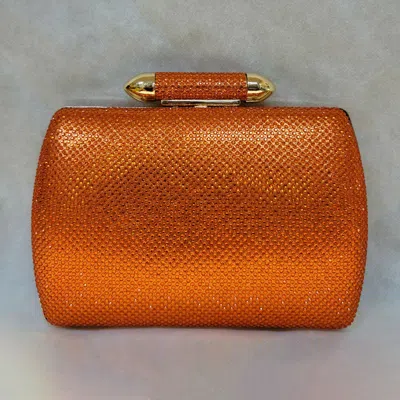Fashnzfab Bling Studded Structured Hardcase Clutch Evening Bag / Crossbody Bag In Orange