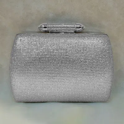 Fashnzfab Bling Studded Structured Hardcase Clutch Evening Bag / Crossbody Bag In Silver