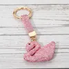 Fashnzfab Bling Studded Swan Keychain / Bag Charm In Pink