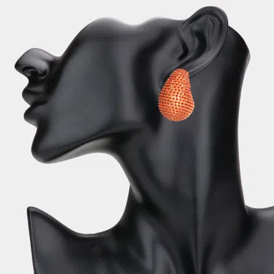 Fashnzfab Bling Studded Teardrop Earrings - Gold, Siam In Orange