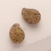 Fashnzfab Bling Studded Teardrop Earrings - Lt Col Topaz In Gold