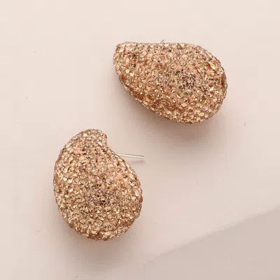 Fashnzfab Bling Studded Teardrop Earrings - Lt Col Topaz In Gold