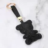 Fashnzfab Bling Studded Teddy Bear Keychain / Bag Charm In Black