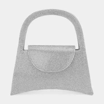 Fashnzfab Bling Studded Top Handle Evening Bag / Crossbody Bag In Silver