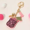 Fashnzfab Bling Studded Tropical Drink Keychain / Bag Charm In Pink