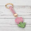Fashnzfab Bling Studded Tulip Keychain / Bag Charm In Pink