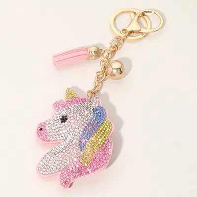 Fashnzfab Bling Studded Unicorn Tassel Keychain In Gold
