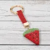 Fashnzfab Bling Studded Watermelon Slice Keychain / Bag Charm In Red