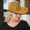 Fashnzfab Bling Studded Western Fedora Hat In Gold
