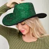 Fashnzfab Bling Studded Western Fedora Hat In Green