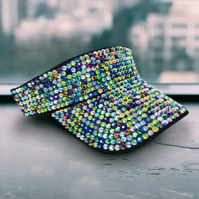 Fashnzfab Bling Studded Wide Brim Visor Hat In Multi