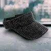 Fashnzfab Bling Studded Wide Brim Visor Hat In Black