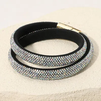 Fashnzfab Bling Studded Wrap Magnetic Bracelet - Ab, Gold In Multi